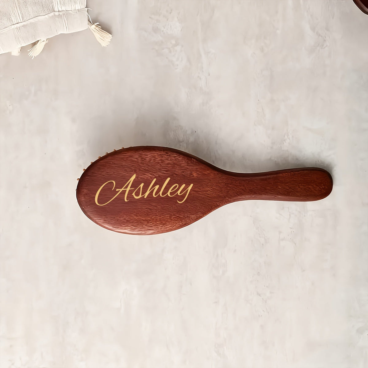 Personalized Engraved Wooden Hair Brush Custom Name - Handmade Bridesmaid Wedding Gift Mother's Day Teacher's Day Valentine's Day Gift for Women Round Square - product image 10