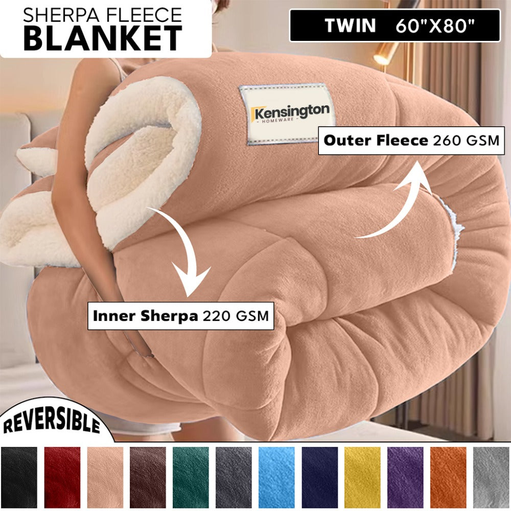 480GSM Sherpa Fleece Blanket – Double-Sided Heavy Warm Throw for Couch, Bed & Travel, Reversible All Season, 13 Colors, 3 Sizes - product image 52