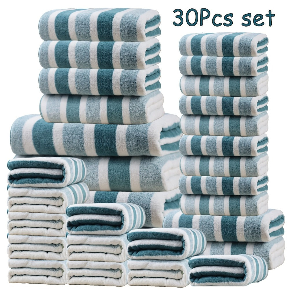 Bath Towel Set 30 Piece Coral Fleece Super Soft Quick Dry Fast Absorption Lightweight Large Wide Towels for Home Hotel Spa Gym Camping Christmas Gift Red Gray Green Navy Blue Purpl - product image 10