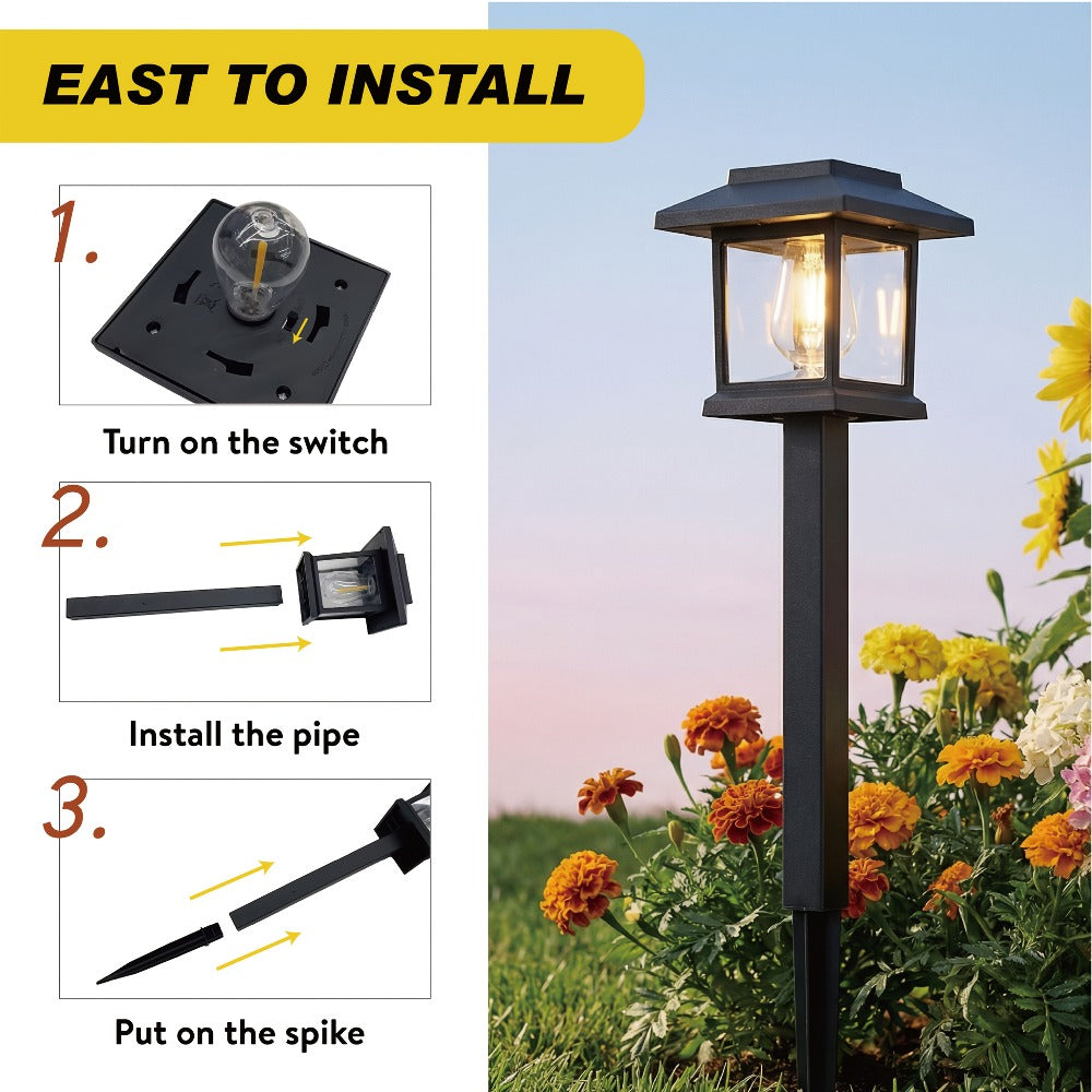 Solar Pathway Lights Outdoor Edison Style LED – Up to 12 Hours Auto On/Off IP44 Waterproof | Warm White Solar Garden Lights for Yard, Driveway & Walkway | Black & Brown Upgraded St - product image 7