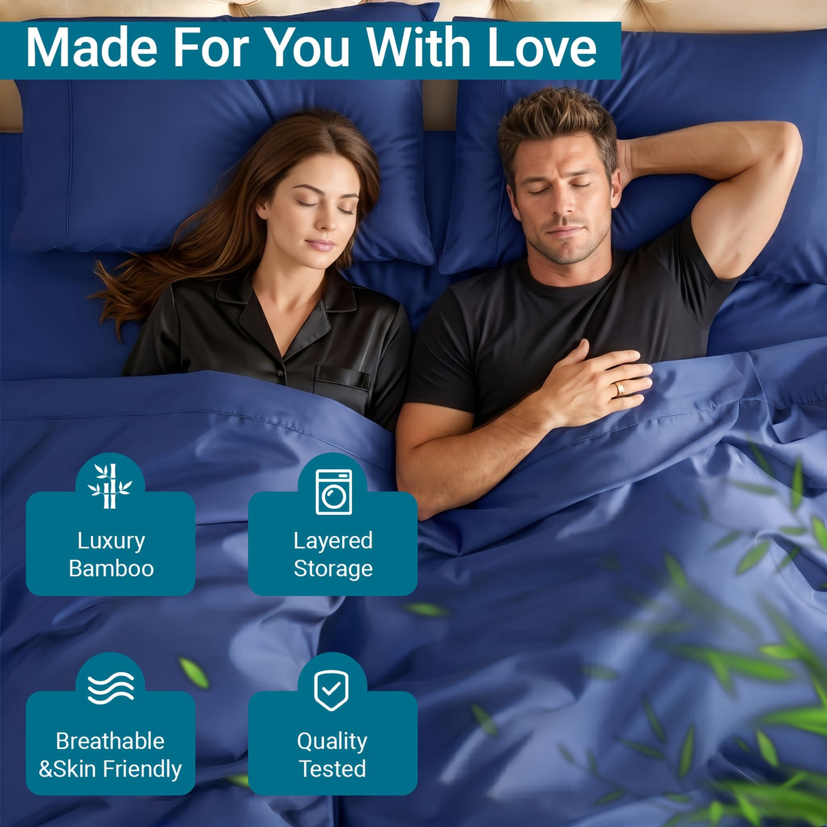 4 pcs Cooling Bamboo Bed Sheet Set, 3000 TC Extra Deep Pocket 20 Inch Bed Sheet, Children Luxury Soft Hotel & Cooling Sheet Set for Hot Sleepers, Wrinkle and - product image 2