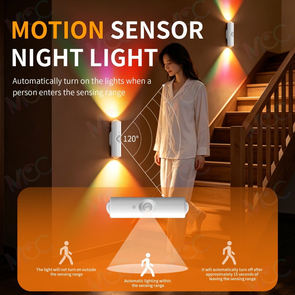 LED Magnetic Night Light Dual Voice & Motion Sensor – 9 Colors Dimmable, 665mAh Battery, Drill-Free Magnetic Install for Hallway, Bedside & Storage Room Ambient Lighting - product image 4
