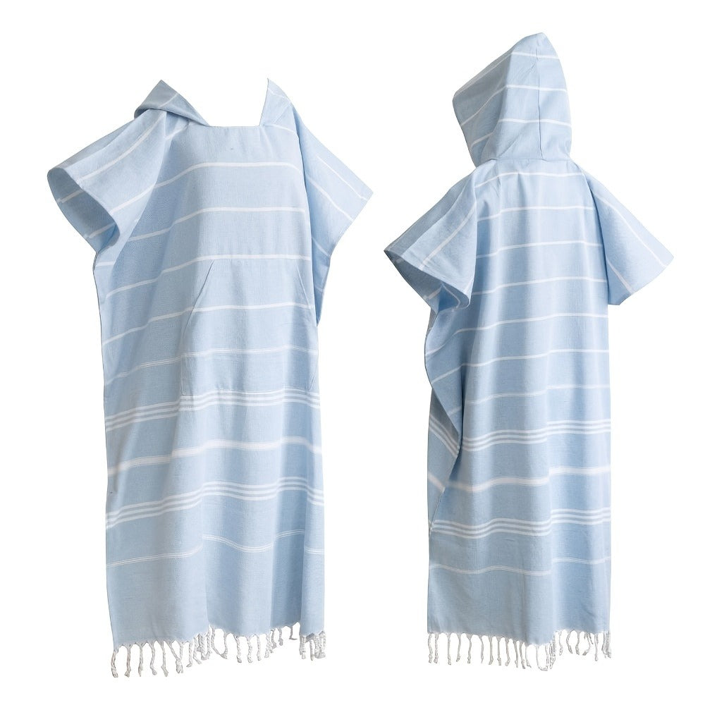 Hooded Beach Poncho Turkish Cotton Quick Dry Sandproof - Wearable Surf Changing Towel Lightweight Thin Bathrobe | S & L | Blue Green Purple Pink Gray | Swimming Diving Surfing Beac - product image 20