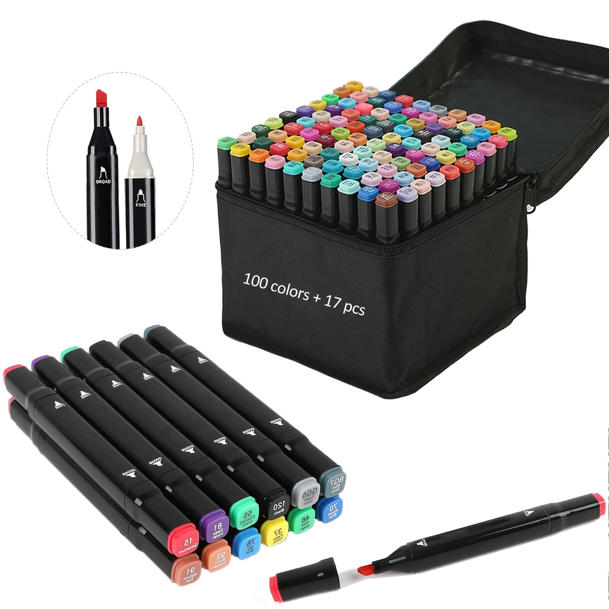 32/60+17/100/100+17/172 Colors Dual Tip Artist Alcohol Markers Set with Carrying Case, for Drawing, Sketching, Card Making and Illustration - Perfect for - product image 5