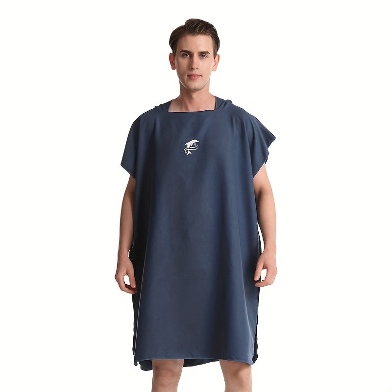 Quick-Dry Surf Poncho Towel Robe | Microfiber Beach Wrap with Shark Graphic, Super Absorbent Changing Robe for Swimming, Surfing & Travel, One Size Fits All, Machine Washable