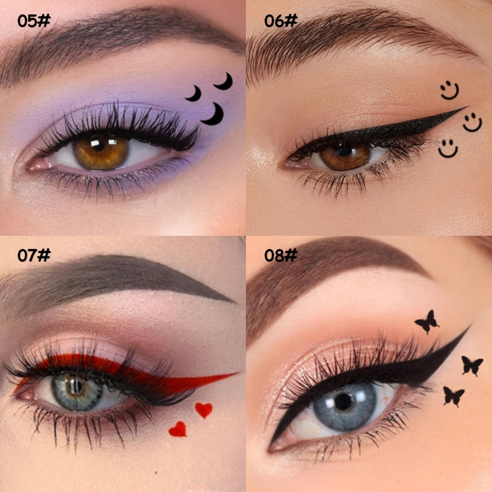 Winged Eyeliner Stamp Pen Set Double-Ended 8 Wing Styles Waterproof Quick-Dry Liquid Liner Kit for Beginners Red Black Cat Eye Makeup Tool Symmetrical Flick - product image 10