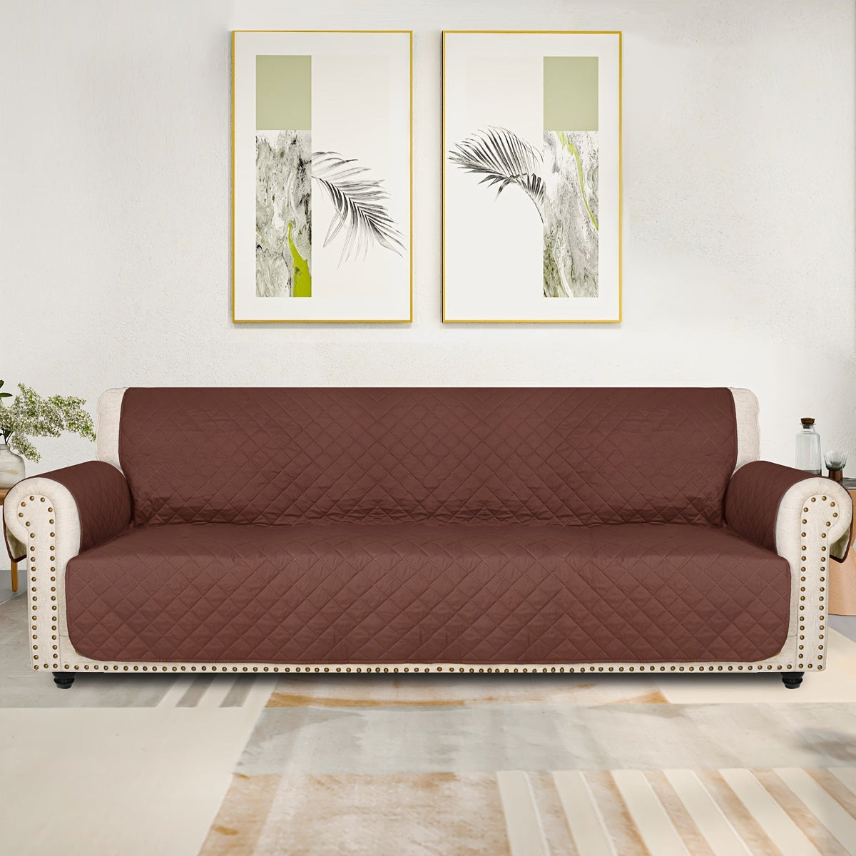 Sofa Slipcover 5-Layer Quilted Thick Sofa Cover Protector Elastic Strap Non-Slip Washable Pet Friendly Universal Fit 3 4 Seater Couch Cover for Living Room - 10 Colors - product image 30