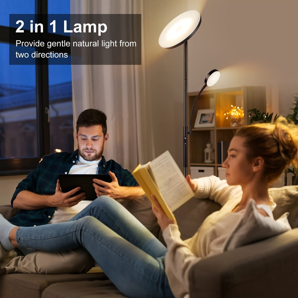 LED Floor Lamp with Reading Light – 27W 2300LM Dimmable Torchiere Standing Lamp, 4 Color Temperatures, Remote & Touch Control, Metal Base for Living Room Bedroom Home Office (Black - product image 17