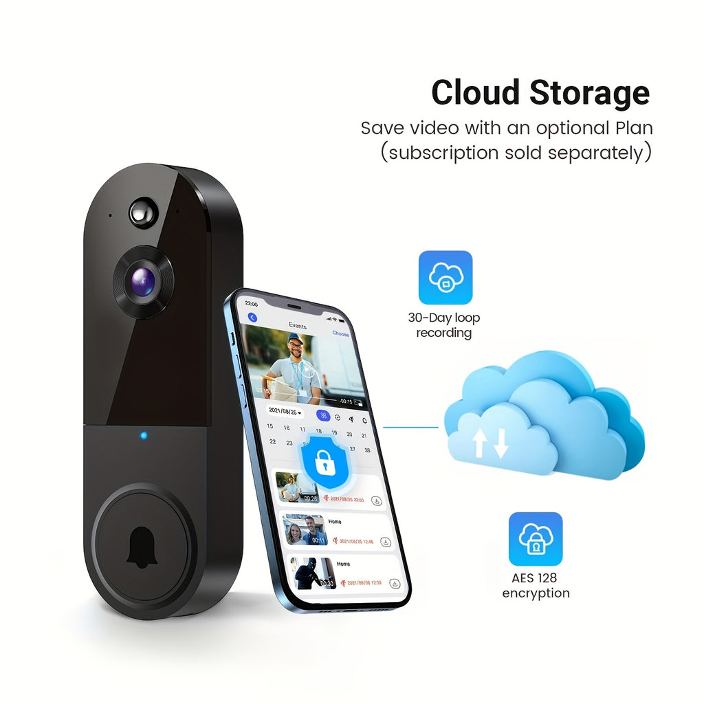 2K Wireless Smart Doorbell, WiFi Camera, Night Vision Function, Artificial Intelligence Snapshot, Rechargeable Battery, Photo and Video Taking, Two-way - product image 8