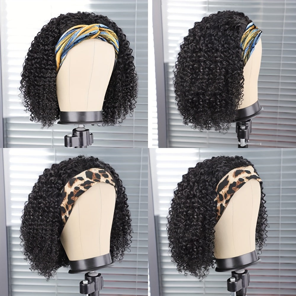 Headband Wig Human Hair Short Curly Pixie 14 Inch No Glue No Lace Glueless Wear and Go Natural Black Beginner Friendly for Women Daily Wear Travel Work Easy Install - product image 10