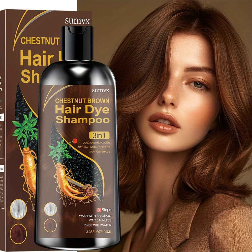 Gray Hair Coverage Shampoo 3-in-1 Natural Plant Formula – Long-Lasting Color, Deep Moisturizing, Gentle Non-Irritating Plant-Based Hair Dye Shampoo in Brown, Chestnut Brown & Black - product image 4