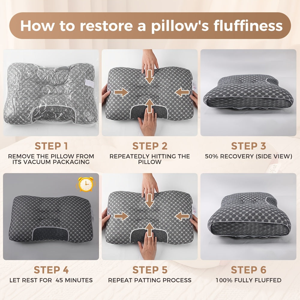 2pcs Ergonomic Low-Profile Bed Pillows, Contoured Design Fits Neck Curve, Suitable for Side and Back Sleepers, Breathable All-Season Bedding Pillows, Ideal - product image 12