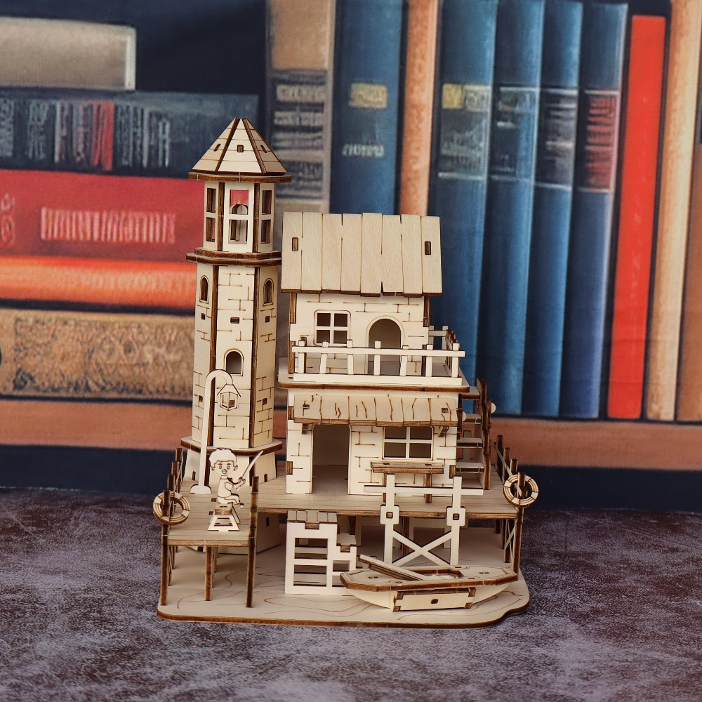 DIY Wooden Assembly Puzzle, Choose Fisherman's Hut / Treehouse / Cowboy Bar, STEM Brain Teaser Craft Kit, Unique Birthday & Holiday Gift – 3D Wood Model Kit - product image 3