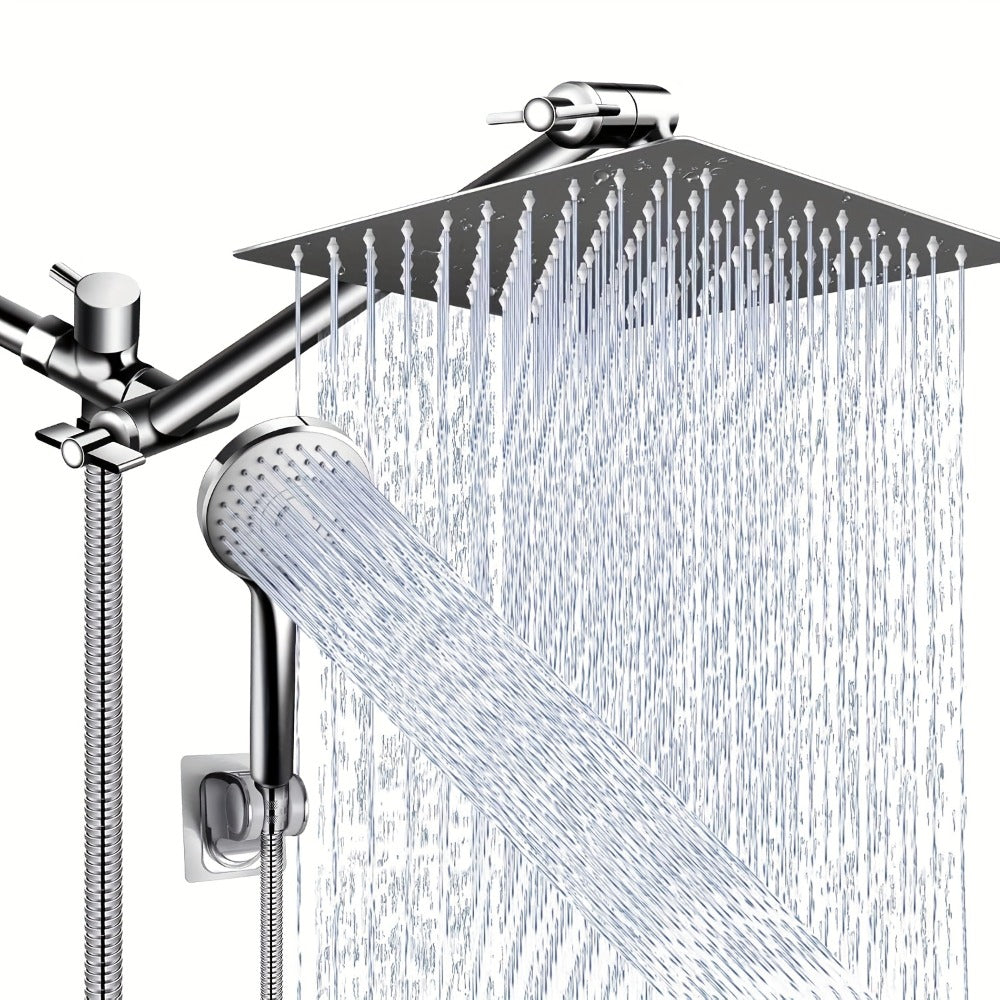 Rain Shower Head with Handheld Spray Combo 8 10 12 Inch High Pressure Rainfall Showerhead Adjustable Arm Wall Mount Chrome Black Bathroom - product image
