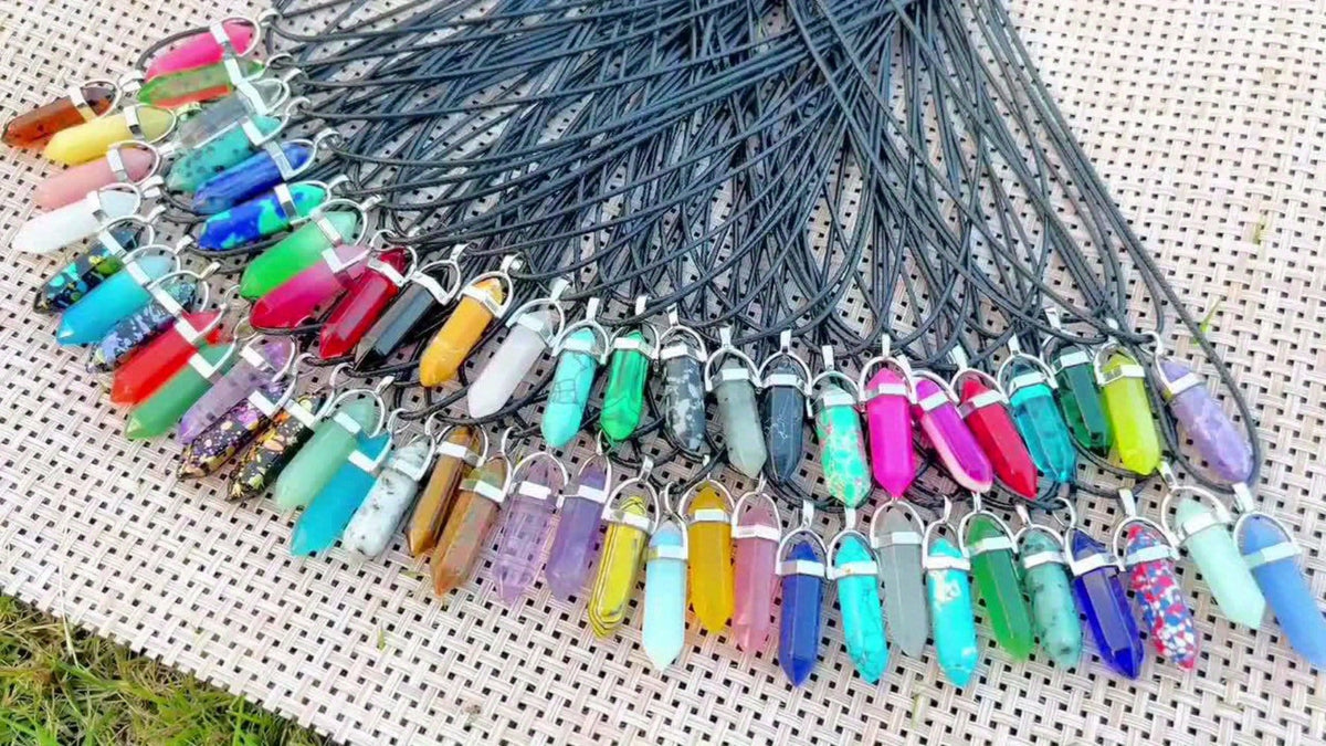 Crystal Natural Stone Pendant Necklace Set Bulk 60Pcs 30Sets Hexagonal Shaped Assorted Color for Jewelry Making Craft DIY Daily Wear Gift - product image 12