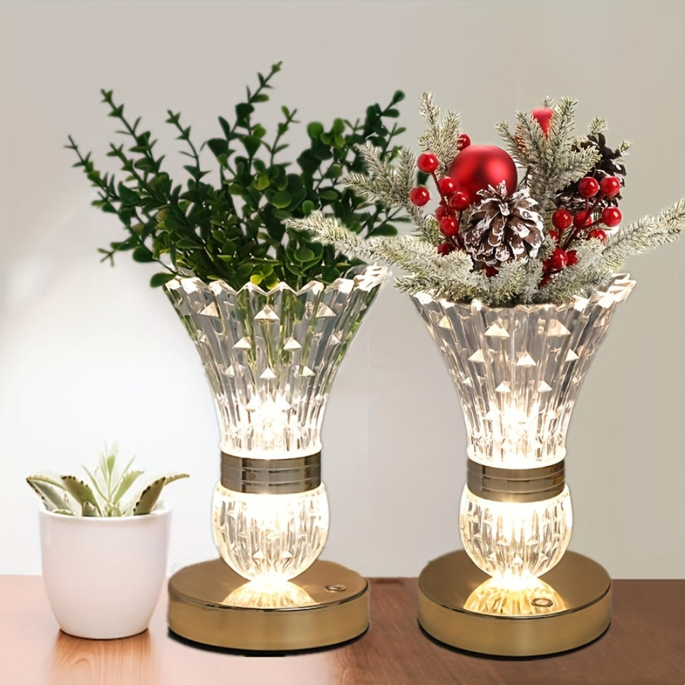 Crystal Vase Table Lamp Touch Control USB Rechargeable Adjustable Brightness Bedside Night Light - product image 2