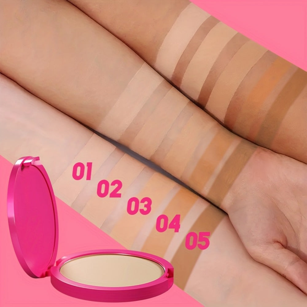Pressed Powder Foundation 2 Pcs Set Waterproof Sweatproof Lightweight Buildable Coverage Non-Sticky Non-Drying Natural Matte Finish Concealer Makeup for All Skin Types 5 Shades Wom - product image 8