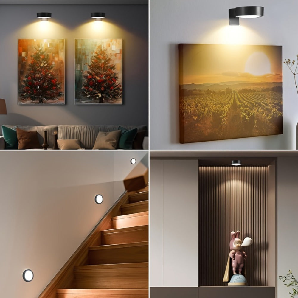 Battery Operated Picture Lights 3-Pack, Magnetic Painting Light with Remote & Timer, 3 Lighting Modes Dimmable Wireless Wall Puck Lights for Art Frames Portraits – Black - product image 6