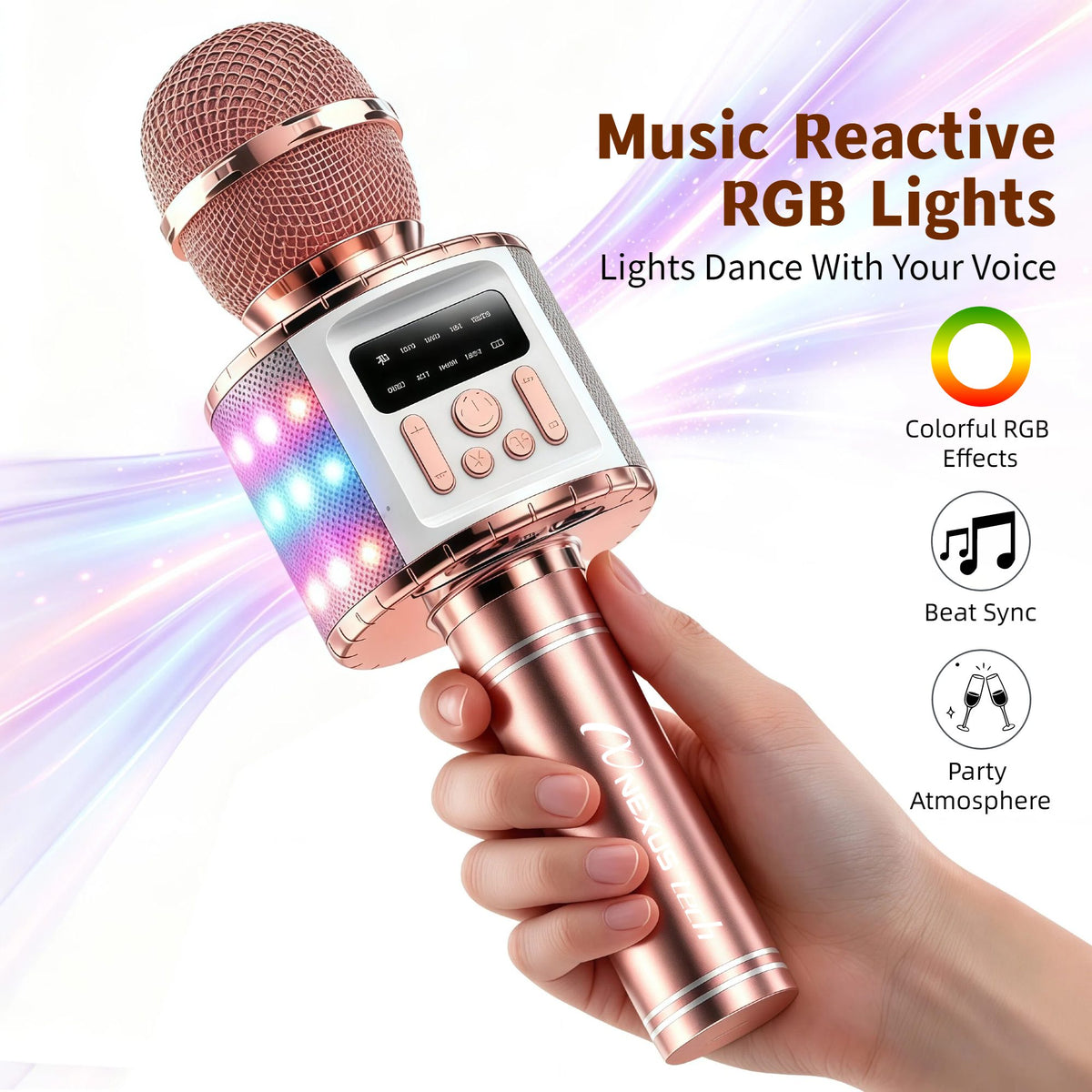 Wireless Karaoke Microphone Speaker with LED Lights and Fun Voice Changer - Portable Singing Mic, Perfect for Holiday Parties, Christmas Family Gatherings, New - product image 42