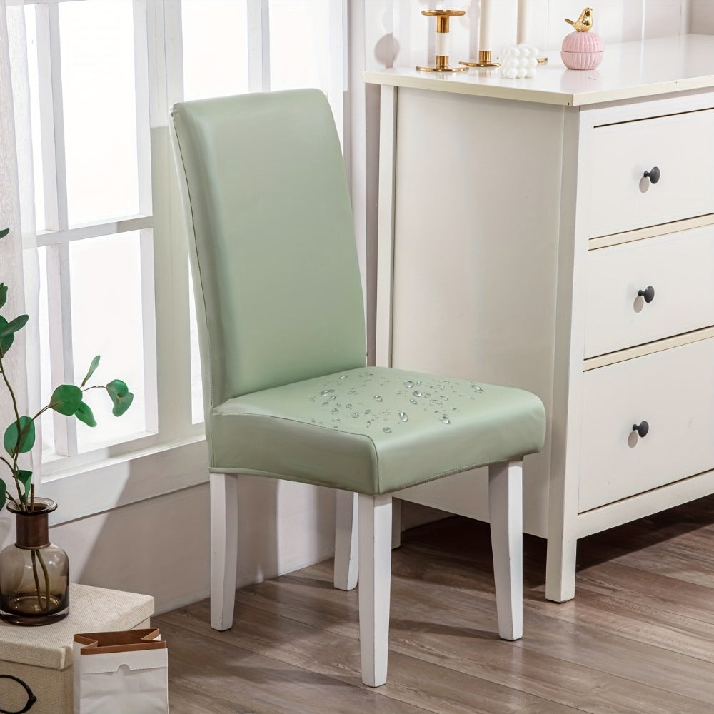 Dining Chair Covers Set of 4 6 Waterproof PU Leather Stretch Slipcover Oil Proof Universal Fit Chair Protector for Dining Room Kitchen Hotel Home Decor - 9 Colors - product image 14