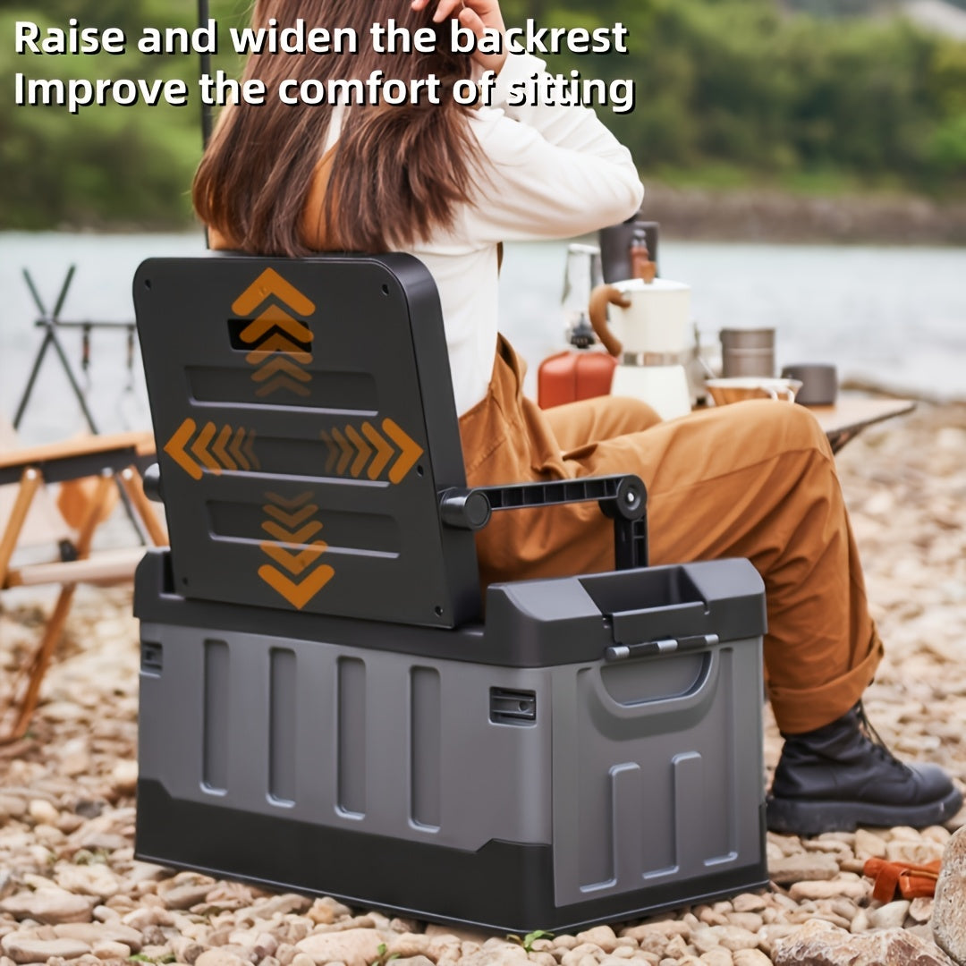 Foldable Outdoor Fishing Seat, Lightweight Ergonomic Design for Hiking, Travel, Car Trips & Outdoor Adventures, Optional Waterproof Bag Included – Portable Camping Stool with Backrest & Storage Compartments