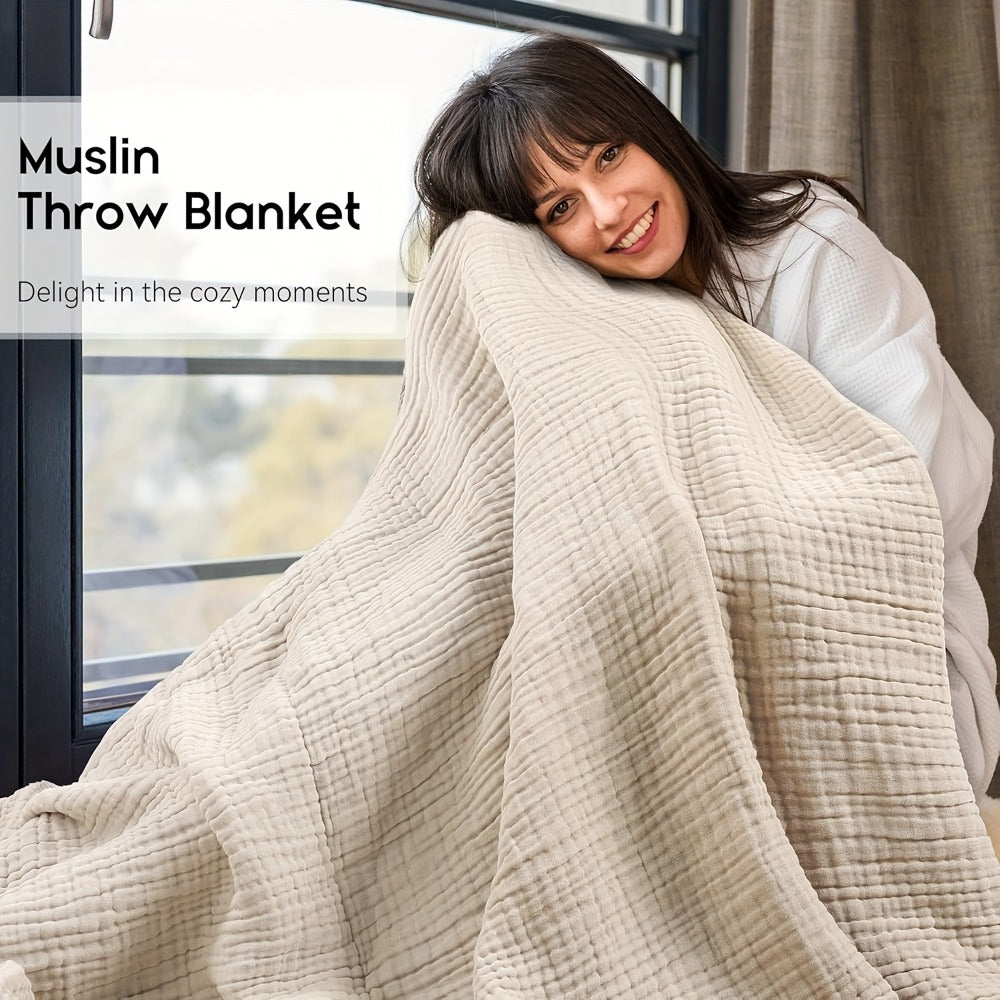 Morandi Cotton Muslin Blanket 6-Layer – Soft Gauze Throw for Couch & Bed, Lightweight Breathable All Season, Machine Washable, 6 Colors - product image 5