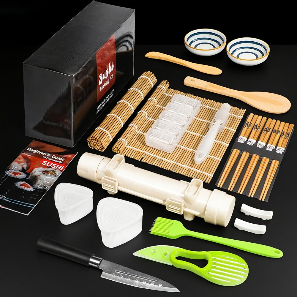Sushi Making Kit 22-in-1 with Bamboo Rolling Mats Chef Knife Triangle Nigiri Gunkan Molds Chopsticks Beginner Guide – Complete DIY Sushi Set for Home Kitchen Japanese Cooking Gift - product image 2
