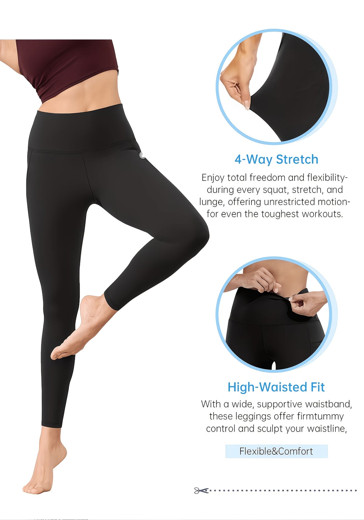 5pcs Women's Hip-lifting& Tummy Control Leggings, Quick-drying, Breathable, Highly Elastic and Soft, Suitable for Gym, Yoga, Pilates, Beach Wear - product image 9