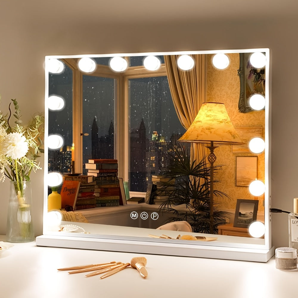 Hollywood Vanity Mirror with Lights – 15 LED Bulbs, 3 Color Modes, Dimmable Brightness, 23x18 Inch, USB & Type-C Charging, Touch Control, Desk & Wall Mount, Metal Frame Makeup Mirr - product image 7