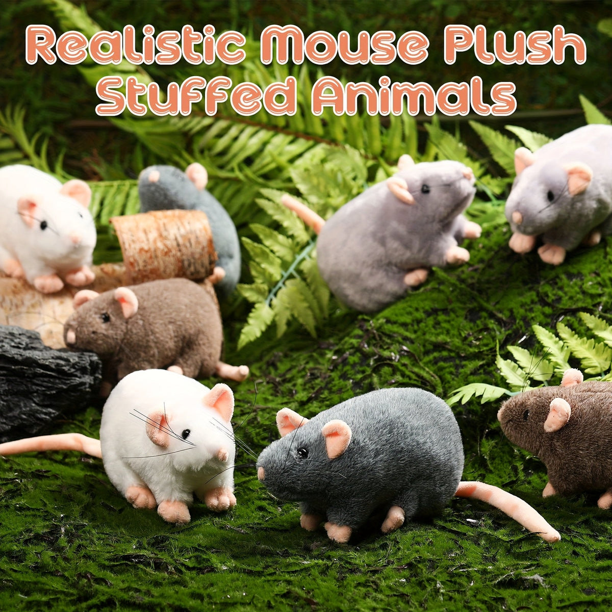 7 Inch Plush Mouse Toys for Cats, Cuddly Lifelike Mice Bulk Set in Mixed Colors – Realistic Fake Rat Cat Toys 8-Pack - product image 3