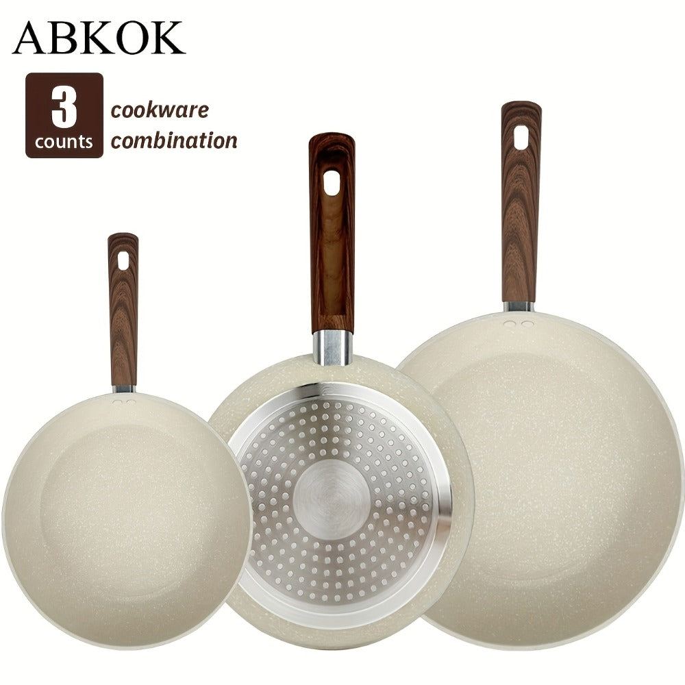 Non-Stick Frying Pan Set 3-Piece 7 9.5 11 Inch – Dishwasher Safe Skillet Set with Insulated Handle | Induction Compatible Home Kitchen Pans in Beige Grey & Black | Durable Even-Hea - product image 3