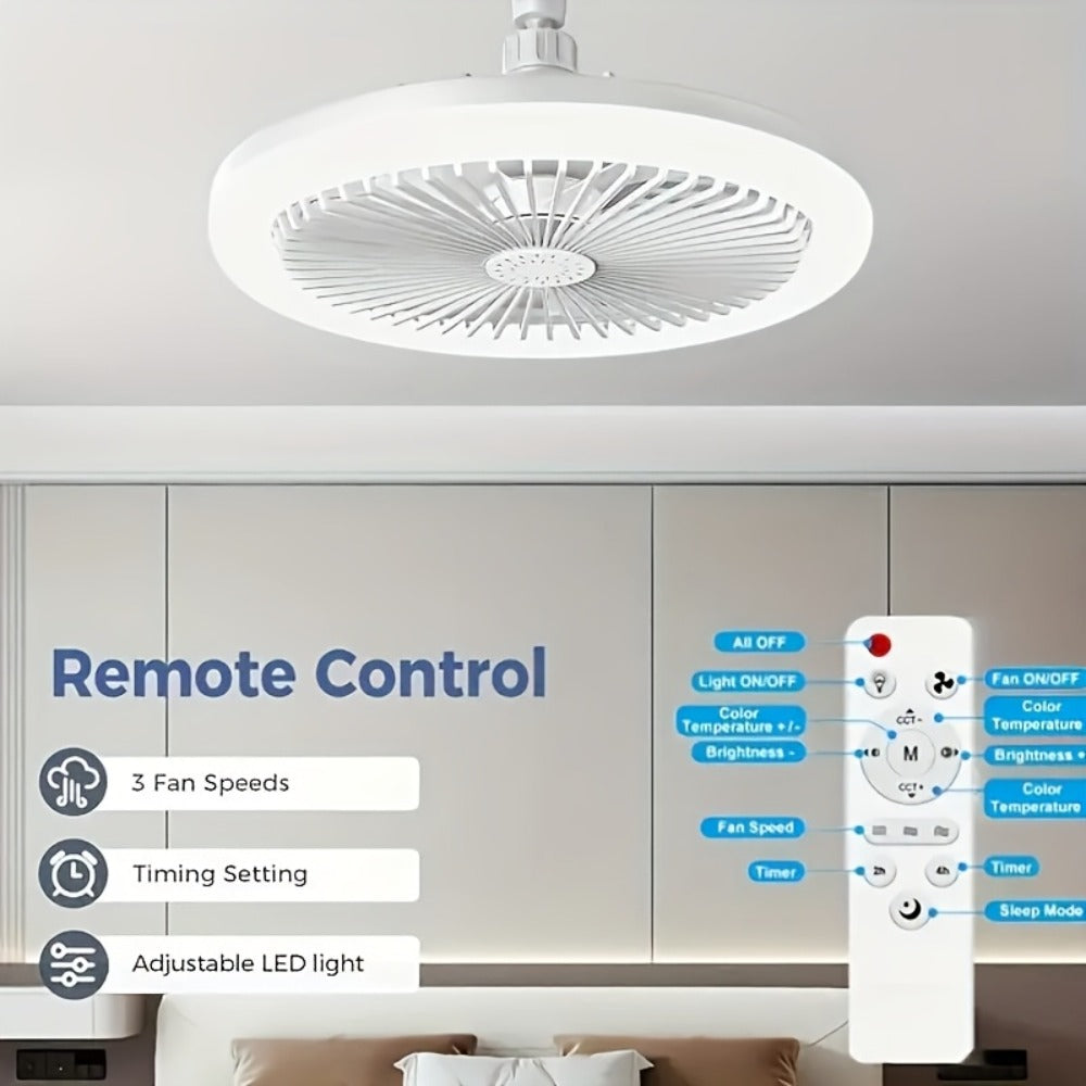 Ceiling Fan Light with Remote Control, Dimmable LED 3000-6500K, 3-Speed Fan, E26 Base, 360° Adjustable Universal Joint, Timed Night Light, Room Decor White & Gray - product image 6