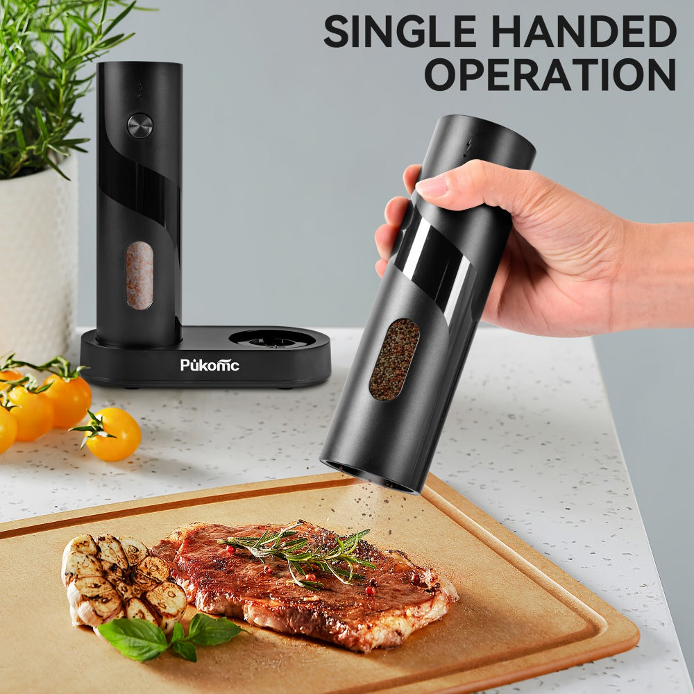 Electric Pepper Grinder Set USB-C Rechargeable with LED Light Ceramic Core Adjustable Coarseness One-Hand Automatic Salt Pepper Mill Kitchen Gift for Home Cooking Camping BBQ - product image 7