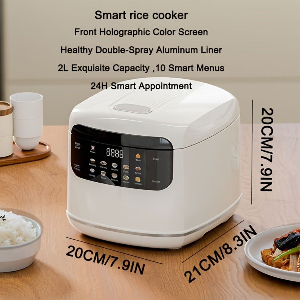Rice Cooker 2L 4 Cups 10-in-1 Mini Multifunctional Compact Electric Rice Cooker for Rice Soup Stew Oatmeal Cake Steamed Vegetables Perfect for Small Kitchen Dorm Apartment - product image