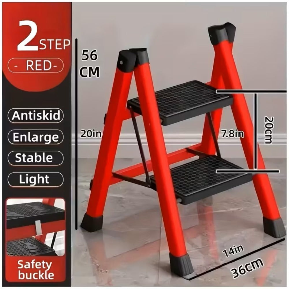 Folding Step Ladder with Anti-Slip Pedals & Handrail – 2/3/4/5 Step Stool for Adults, Sturdy Steel, Lightweight Portable, Non-Slip Feet, Rust-Resistant, Foldable for Home Kitchen O - product image 10