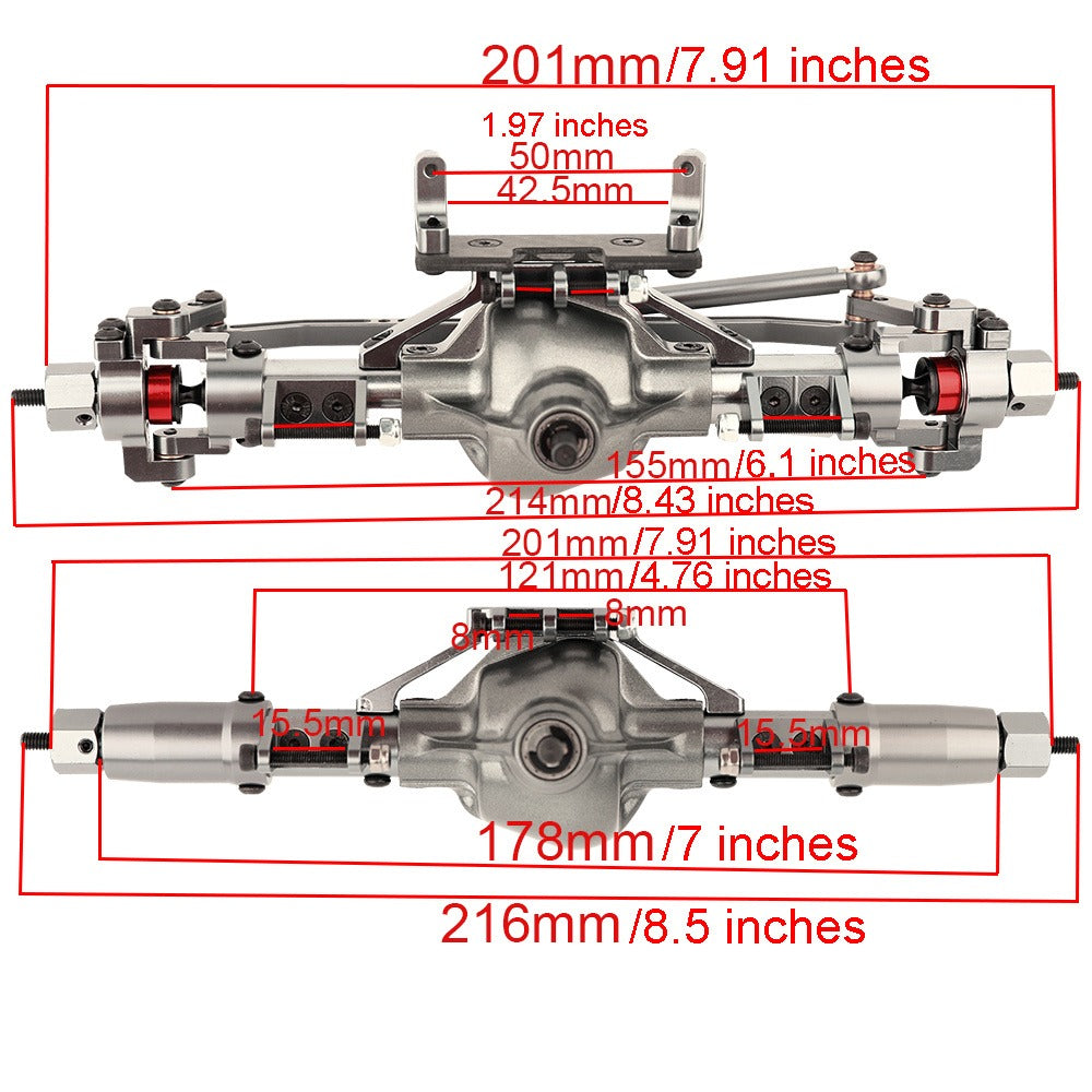 SCX10 Metal Axle Upgrade Kit CNC Aluminum Alloy Front & Rear Straight Axles | Compatible with Axial SCX10 90046 90047 1/10 RC Crawler Climbing Car 45# Steel - product image 2