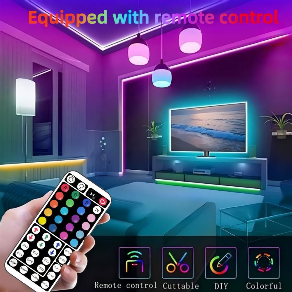 RGB LED Strip Lights 50ft/100ft – Color Changing Tape Light with 44-Key Remote, 20 Colors & 8 Modes, Easy Install, for Bedroom, Living Room, Kitchen, Bar, Wedding & Party Decoratio - product image 6