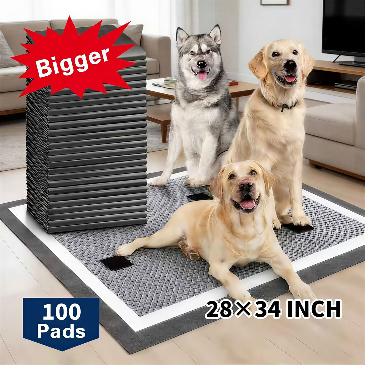Puppy Pee Pads Jumbo Extra Large for Big Dogs | 6-Layer Heavy Duty Leakproof & Odor Control, Quick-Dry Super Absorbent Training Pads for Housebreaking, Senior - product image 3