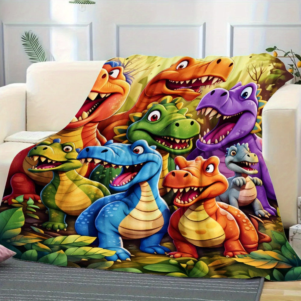 Dinosaur Print Flannel Throw Blanket – 250-300gsm Soft Lightweight Cartoon Dino Blanket for Kids, Couch, Bed & Travel, 5 Sizes - product image 7