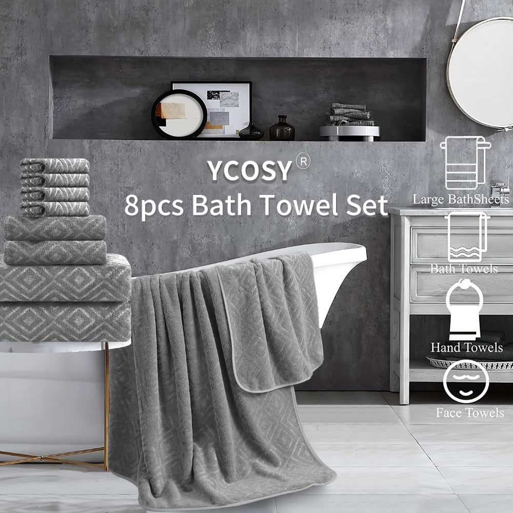 700GSM Bath Towel Set 8 Piece Extra Large Ultra Soft Thick - Highly Absorbent Quick Dry | 2 Oversized Bath Towels 2 Hand Towels 4 Washcloths | 16 Colors | Bathroom Hotel Gym Spa Ad - product image 16