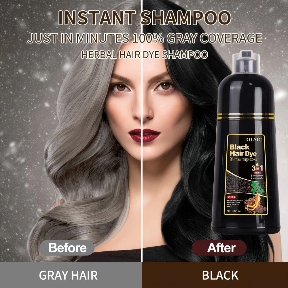 Gray Hair Coverage Shampoo 3-in-1 Hair Dye Shampoo 3-Pack | Herbal Natural Formula Color in Minutes | Long-Lasting Black Brown Chestnut Brown | No Mixing Easy Home Hair Color for M - product image 4
