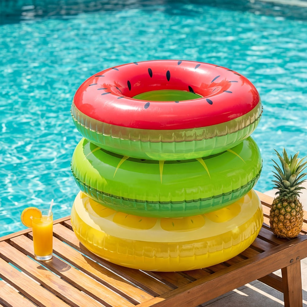 Glitter Donut Pool Float 3 Pack 32.5 Inch Inflatable Swim Ring Set | Strawberry Chocolate Mint Pool Tubes for Summer Pool Party, Birthday Decoration, Kids Teens & Adults