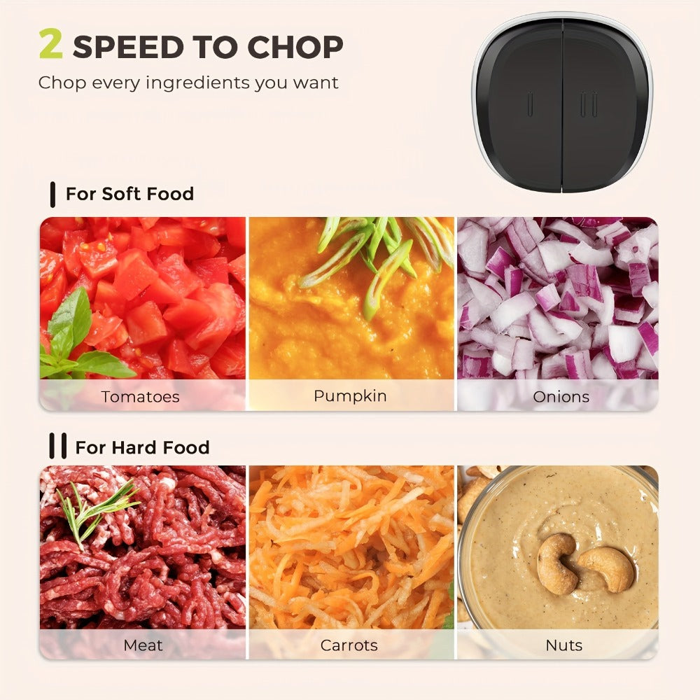 Mini Food Processor 450W with 2 Bowls – Electric Food Chopper, 4 Bi-Level Blades, Meat Grinder for Baby Food, Meat, Onion & Vegetables, 2 Speed - product image 7