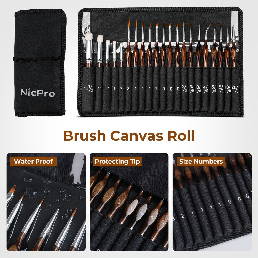 Miniature Paint Brush Set with Cloth Roll Detail Brushes for Acrylic Oil Watercolor Dry Brush for Model Miniature Painting Paint by Numbers Craft Artists for Everyday Use