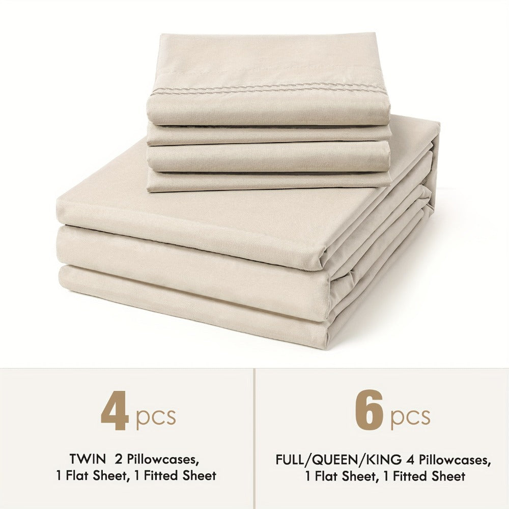 Bed Sheet Set Deep Pocket Soft Microfiber - Fitted Sheet Flat Sheet & Pillowcases Twin Full Queen King - Cooling Breathable Fade Resistant Sheets for Daily Use Dorms Guest Rooms - product image 13