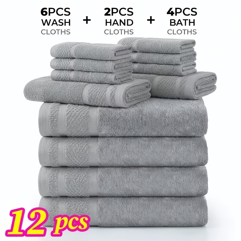 24 pcs Bath Towel Sets, Solid Color Cotton Blend Bathroom Towel, 8/4 Bath Towels +4/2Hand Towels + 12/6Washcloths, Multiple Colors Available, Soft and - product image 12