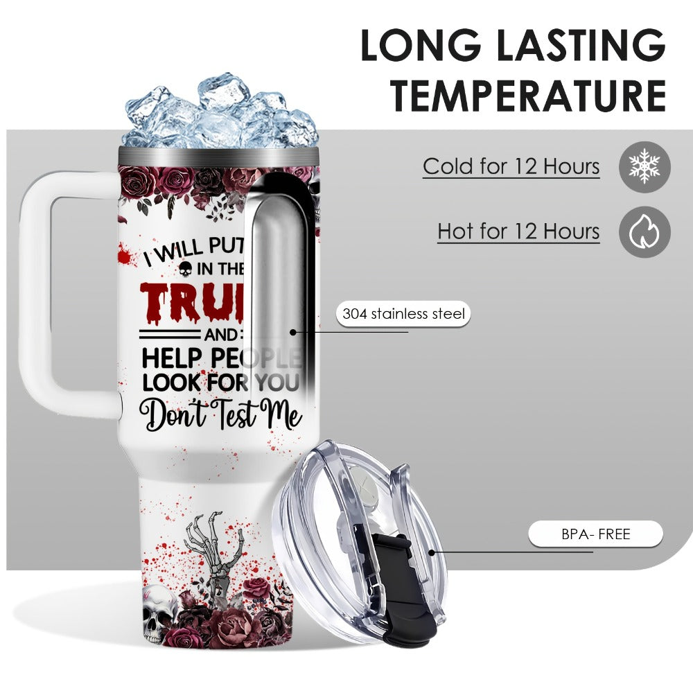 Halloween Horror Cat 40oz Insulated Tumbler with Lid and Straw – Stainless Steel Large Capacity Coffee Cup with Handle | Spooky Cat Mug for Halloween Gifts Office Home - product image 2
