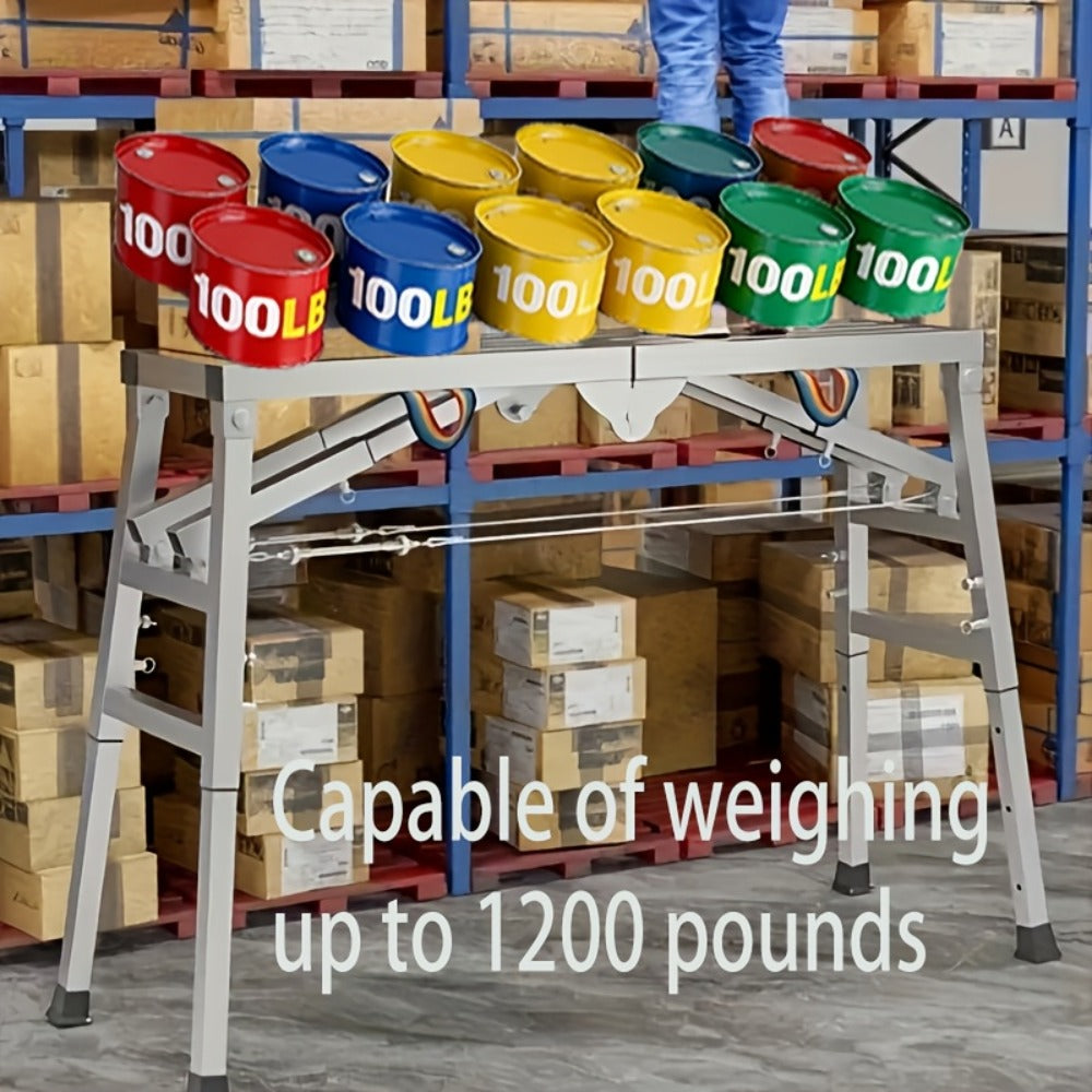 Folding Scaffold Step Stool Adjustable Height 39-79" Portable Steel Work Platform 1300 lb Capacity for Home Renovation Painting Car Washing RV Cleaning - product image 12