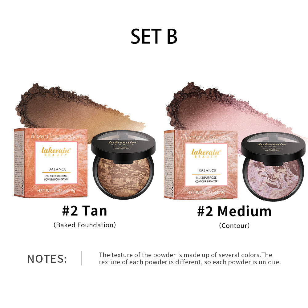 Marble Baked Contour Palette Set 2-Piece Kit with Color Correcting Foundation Powder & Multipurpose Bronzer - Buildable Airbrushed Satin Finish for Tan Medium Skin, Face Sculpting  - product image 15