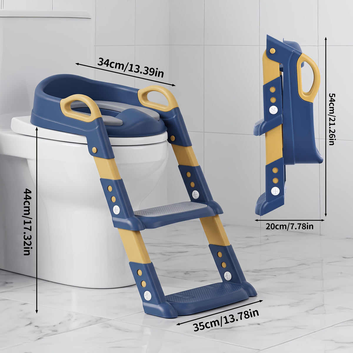 2-In-1 Toilet Potty Training Seat with Step Stool Ladder, Safe and Comfortable Potty Chair with Anti-Slip Design, Adjustable Height, Foldable for Easy Storage - product image 4